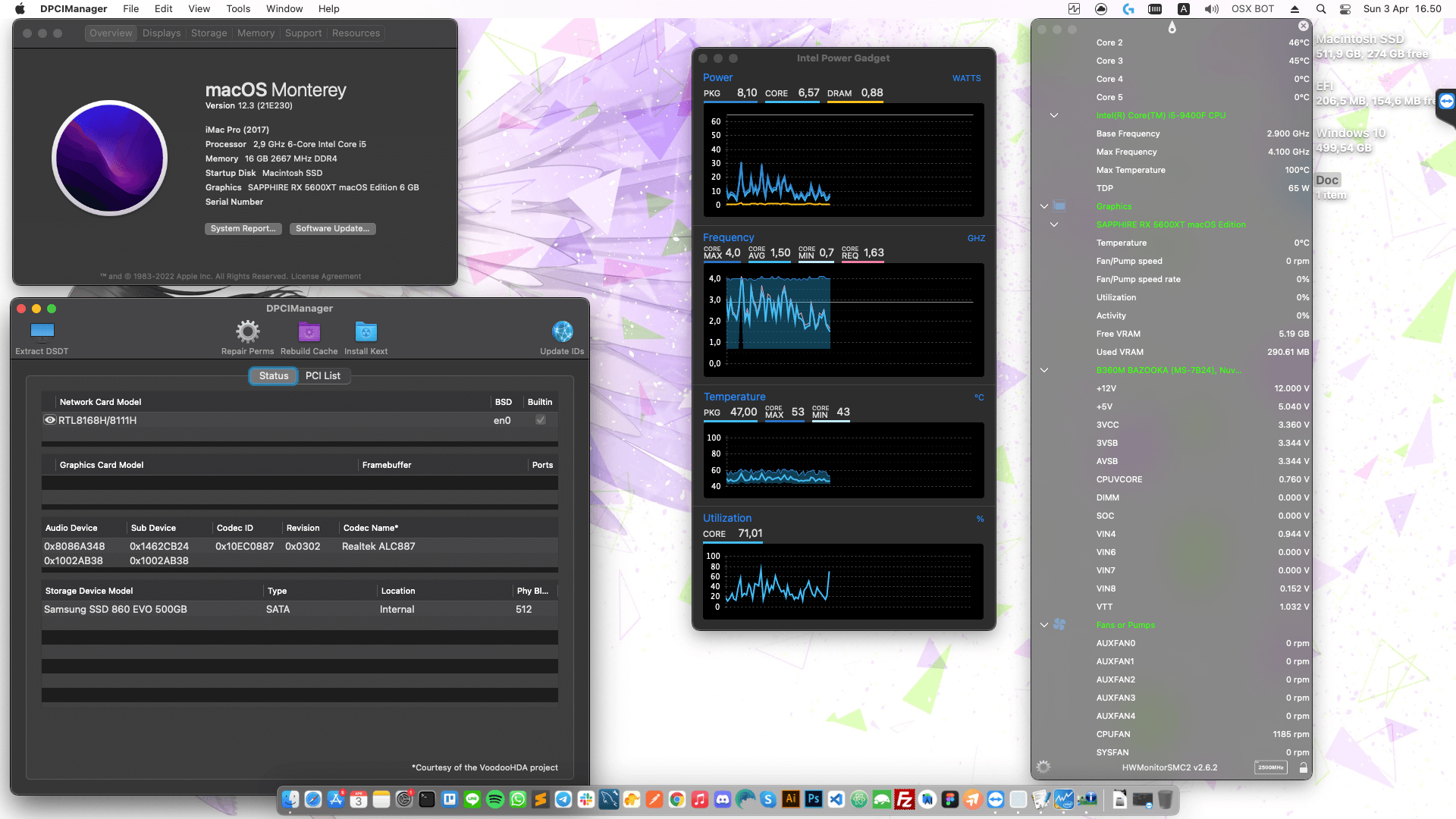 Success Hackintosh macOS Monterey 12.3 Build 21E230 in MSI B360M Bazooka + Intel Core i5 9400F + Sapphire RX 5600 XT